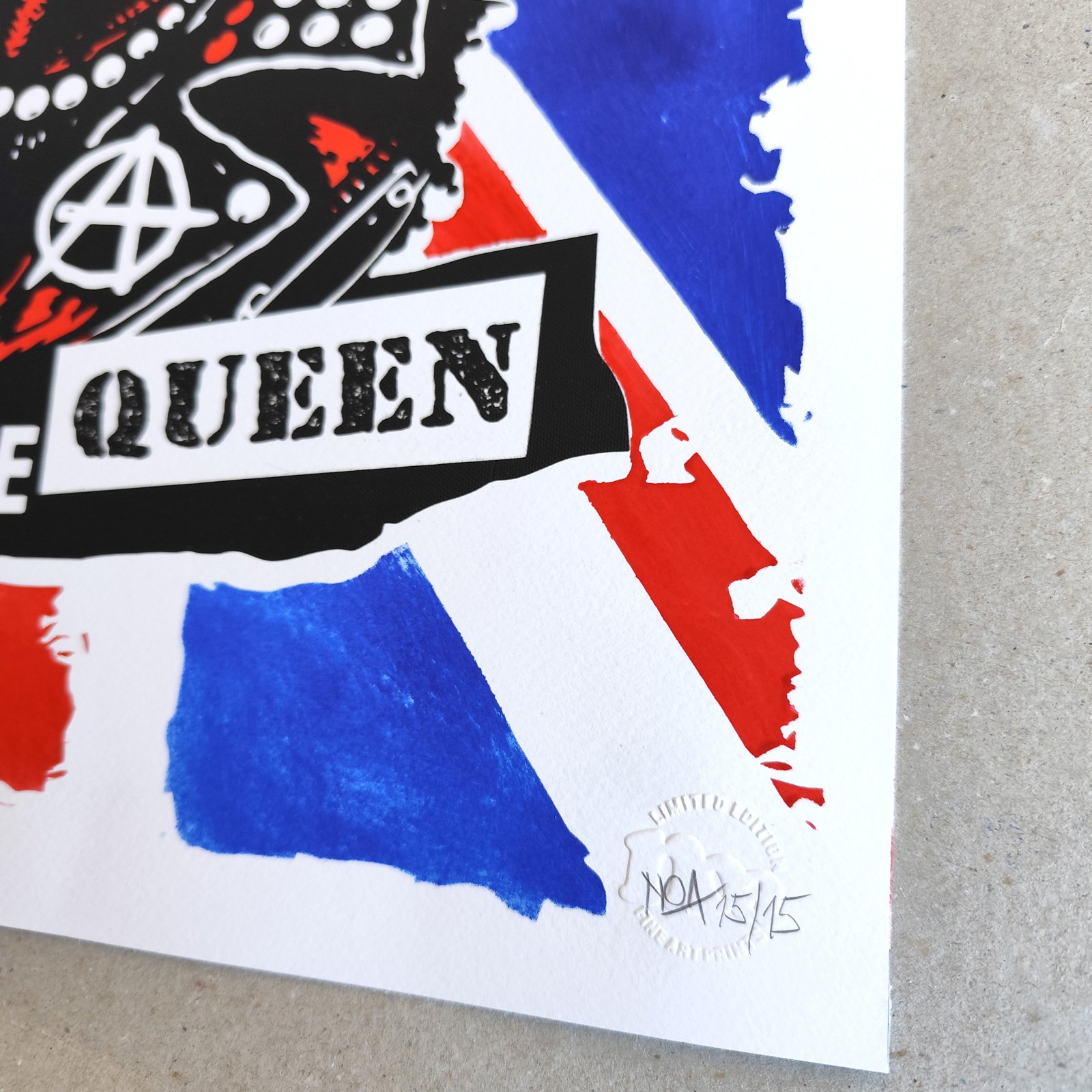 God Save The Queen a2 size mixed media on 300 gsm paper | noaprints